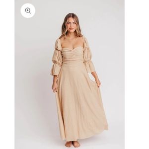 COPY - Corrine Tiered Sleeve Maxi Dress with Pockets in Beige